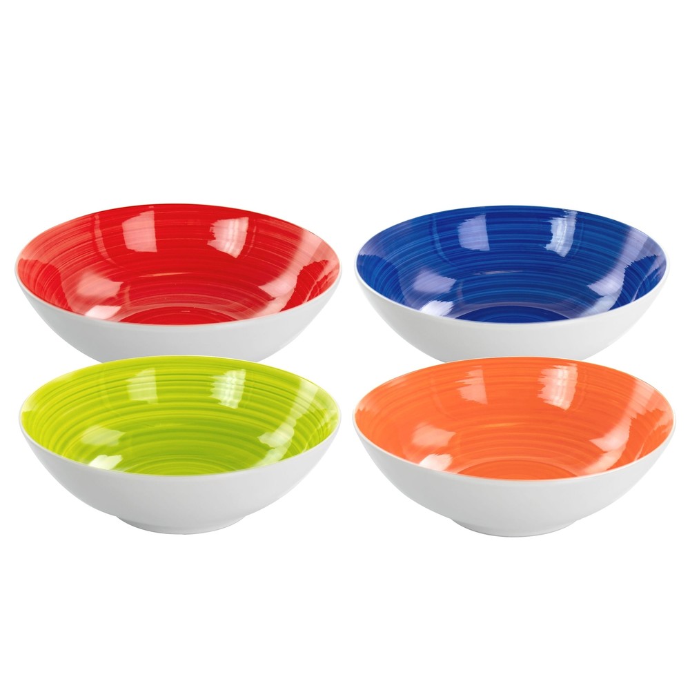 Hometrends Crenshaw 4 Piece 7.25 Inch Round Ceramic Bowl Set in Assorted Colors