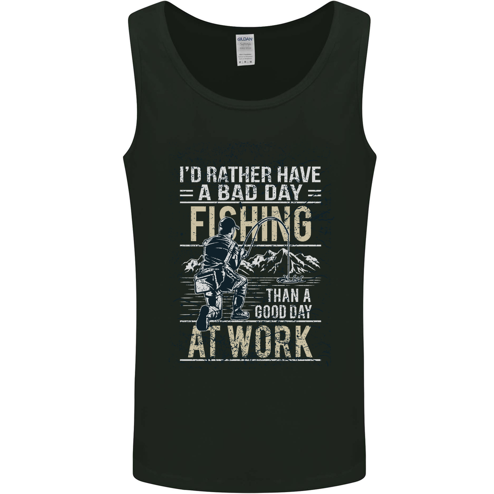 Rather a Bad Day Fishing Funny Fisherman Mens Vest Tank Top