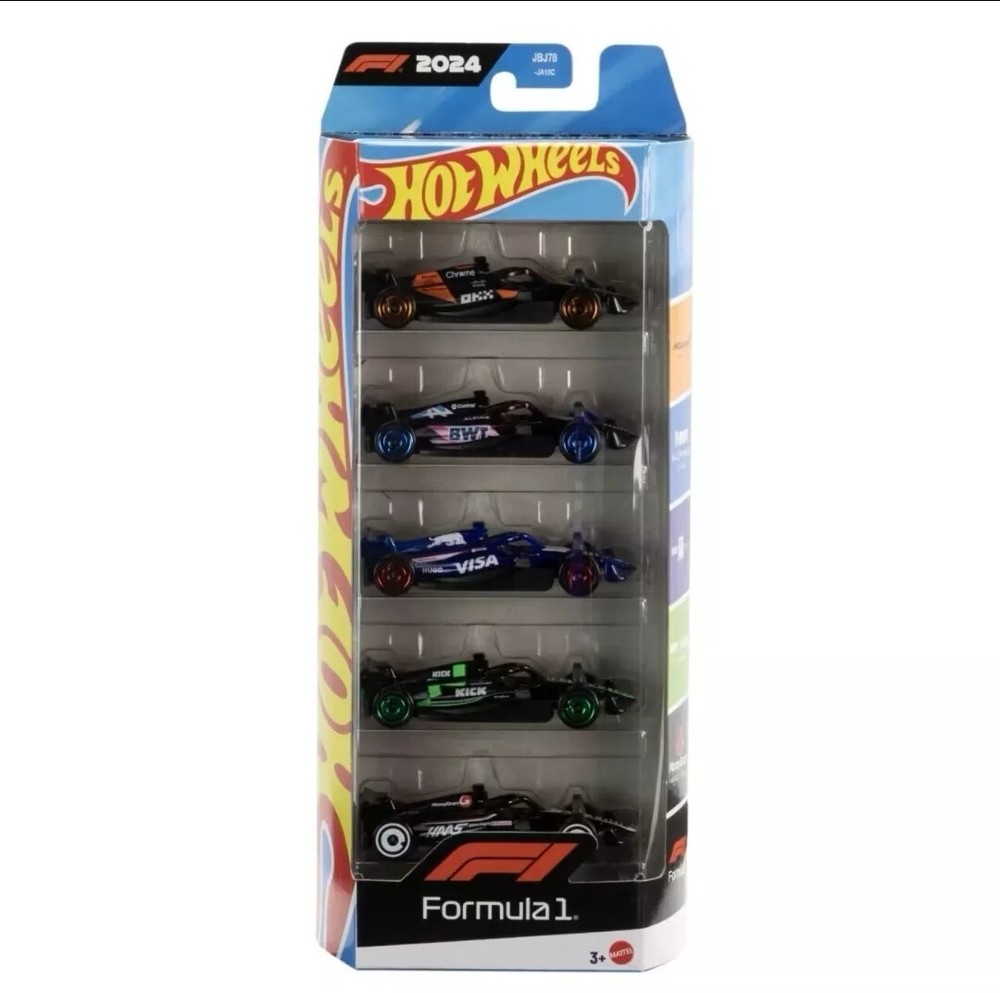 HOT WHEELS 5 PACK - FORMULA 1 2024 McLAREN, ALPINE, RED BULL, SAUBER, HAAS (PRE)