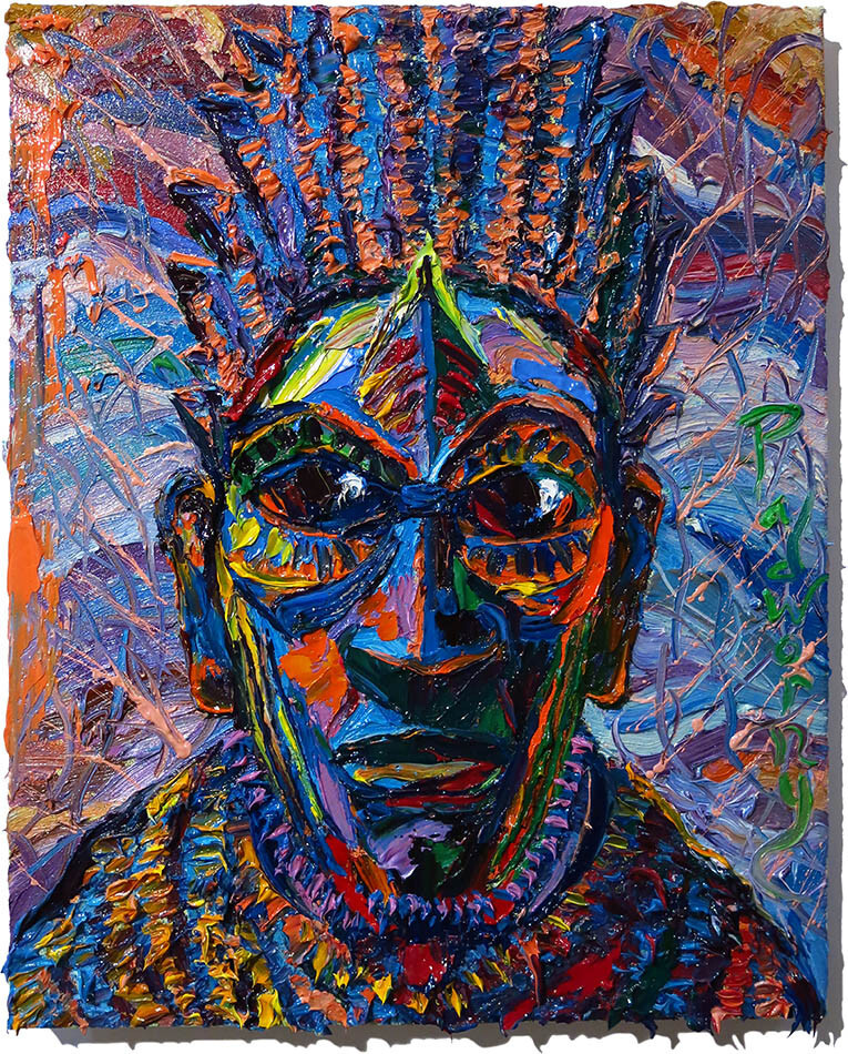 AFRICAN MASK OIL█PAINTING█REALISM ART█SIGNED VINTAGE ORIGINAL█EXPRESSIONIST POP