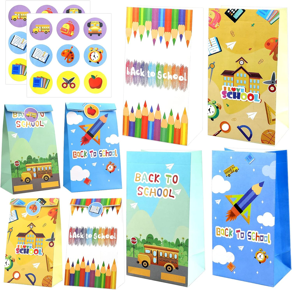 Back to School Gift Bags, First Day of School Classroom Party Decorations 12 Pcs-image