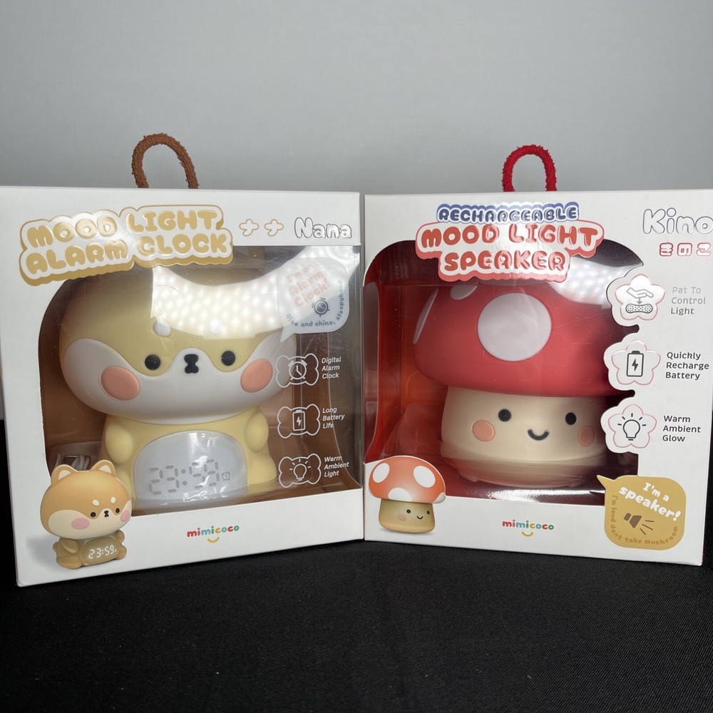 Mimicoco Set of 2 Rechargeable Mood Light Alarm Clock with Speaker