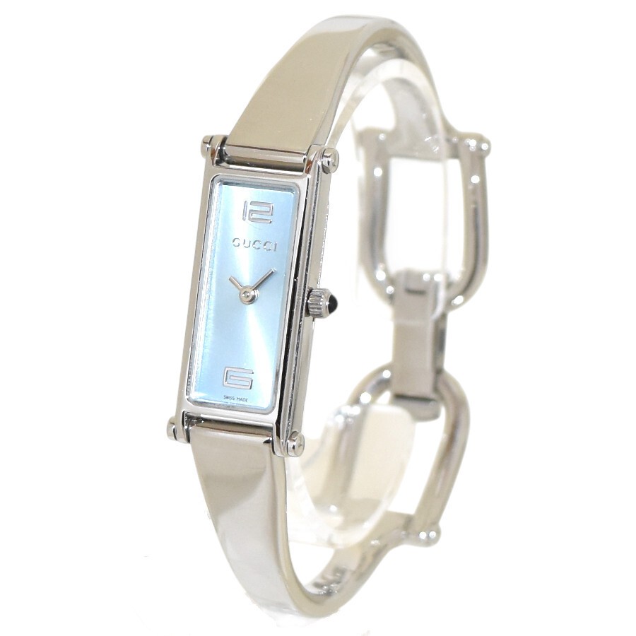 N MINT Vintage Gucci 1500L Shell Dial 1P Dia Gold Bangle Quartz Women's Watch