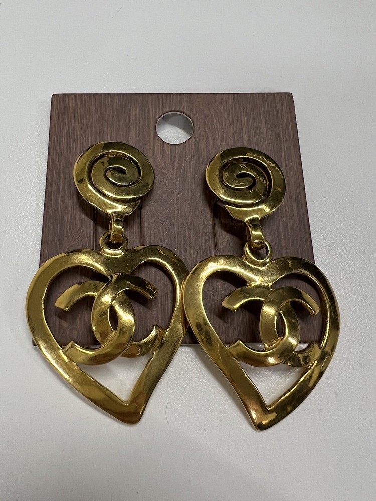 CHANEL Coco Mark Heart Earrings in Gold