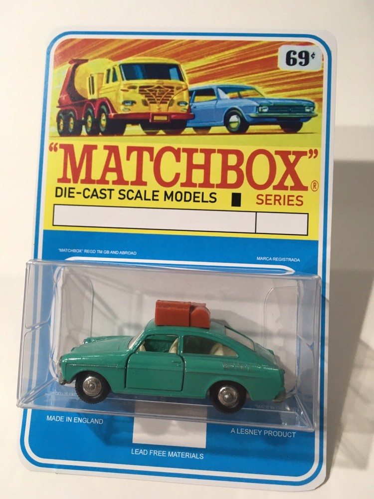 Vintage Lesney Matchbox 67 Custom Turquoise VW 1600 Vacation Car  Blister Pack