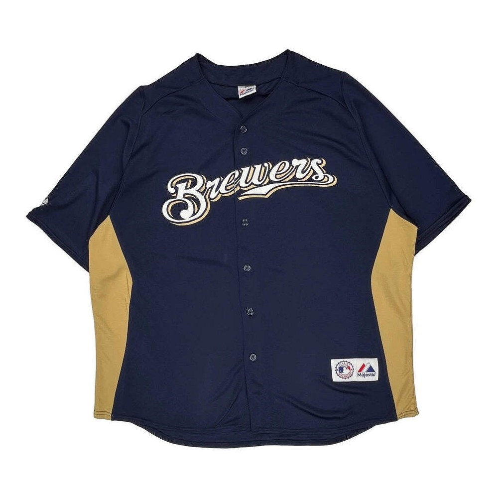 Brewers Majestic Mlb Jersey - 2XL Gold Polyester