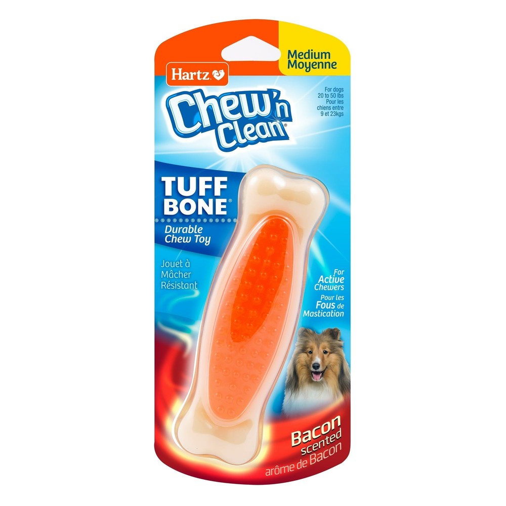 Hartz Chew n Clean Tuff Bone Dental Dog Chew Toy Medium 24 Pack Color Varies