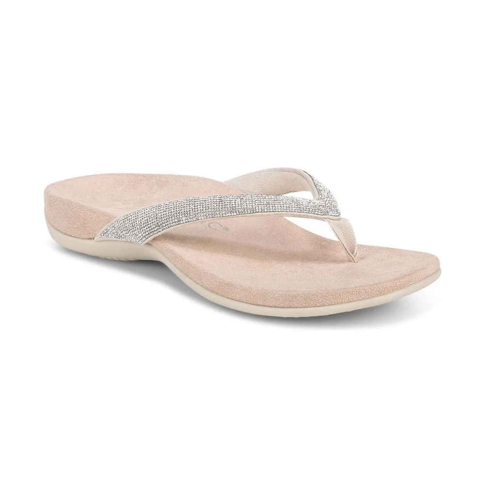 FLASH SALE !! Vionic Dillon Shine Toe Post Sandal Women's, Cream-image