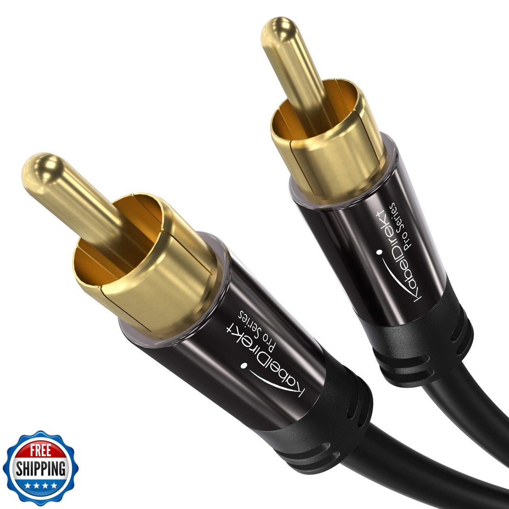 20ft KabelDirekt RCA Subwoofer Cable - 1 to 1 Phono Lead for Enhanced Bass