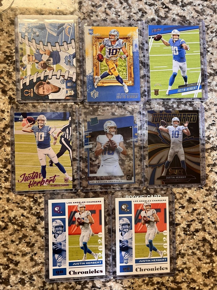 JUSTIN HERBERT LOT (x8) 2020 Panini Select + Clearly Donruss Rookie RC Chargers