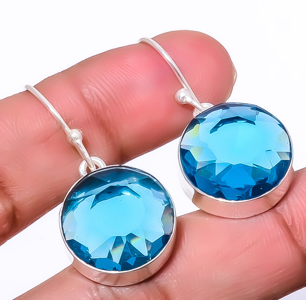 Blue Sapphire (Simulated) 925 Sterling Silver Earring 1.17