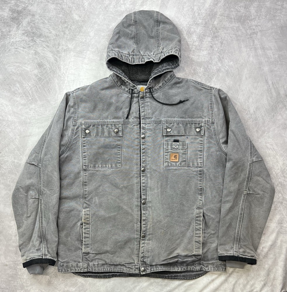 Carhartt J284 GVL Sherpa Lined Hooded Jacket Size XL Tall Gravel Gray