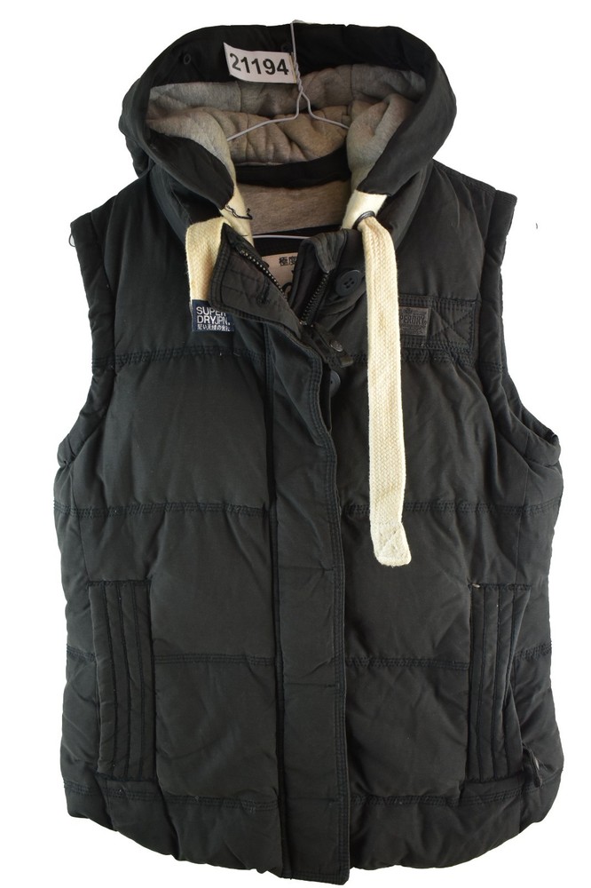 SUPERDRY Black university Gilet size M Womens Hooded Vest Casual Outdoors