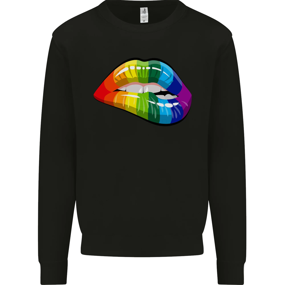 LGBT Bitten Lip Gay Pride Day Mens Sweatshirt Jumper-image