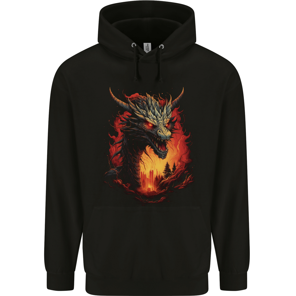 Fantasy Fire Dragon 3 Mens 80% Cotton Hoodie