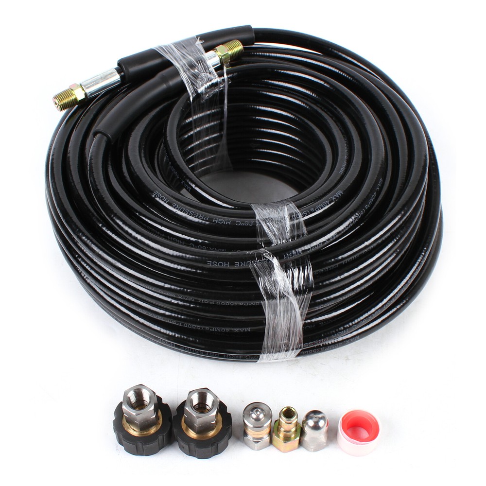 Drain Cleaner Hose Sewer Jetter Kit for Pressure Washer 100FT,1/4 