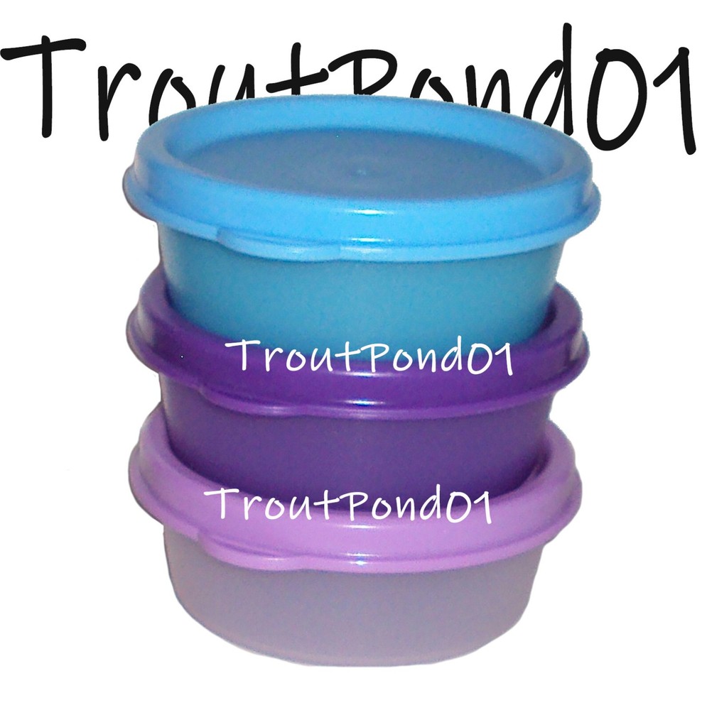 Tupperware Half Snack Cups Giant Smidget Mini Bowl 2oz Purple Blue Lavende Set 3