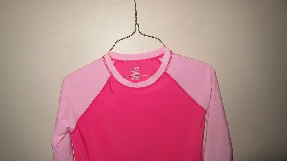 Members Mark Girls Rashguard Swim Set Shirt Size L 10-12 UV Protection-image