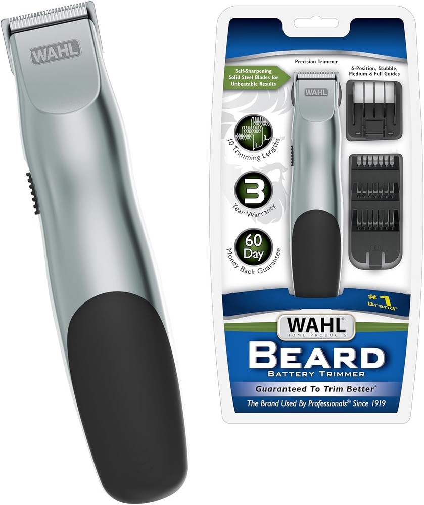 Wahl Groomsman Battery-Powered Silver Trimmer for Facial Hair 1-Pack