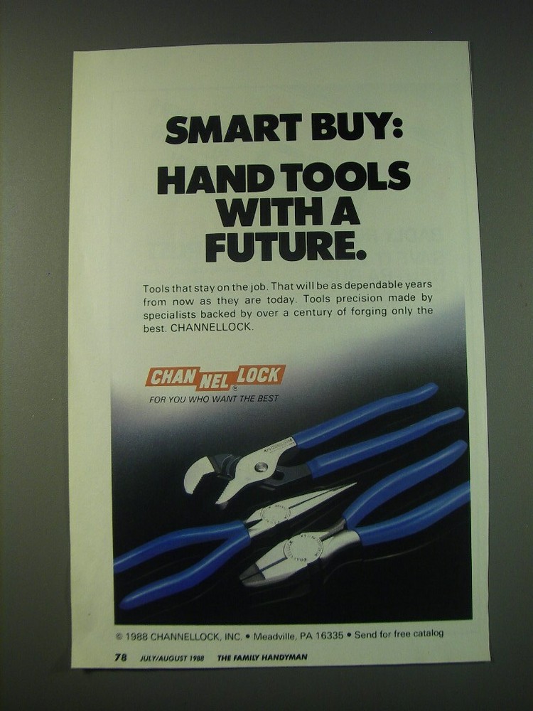 1988 Channellock Pliers Ad – Durable Hand Tools Built to Last