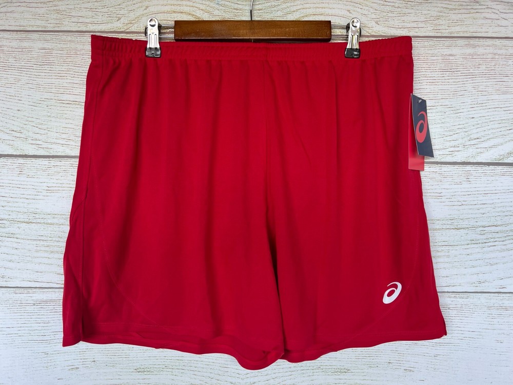 ASICS Athletic Shorts Mens Large Red M Rival Knit Running Stretch Shorts New