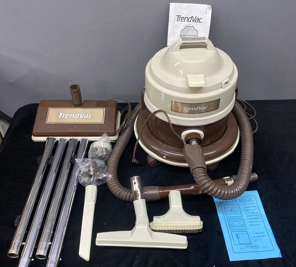Canister Vacuum Vintage TrendVac GsK Industries With Accessories Tan Brown Works