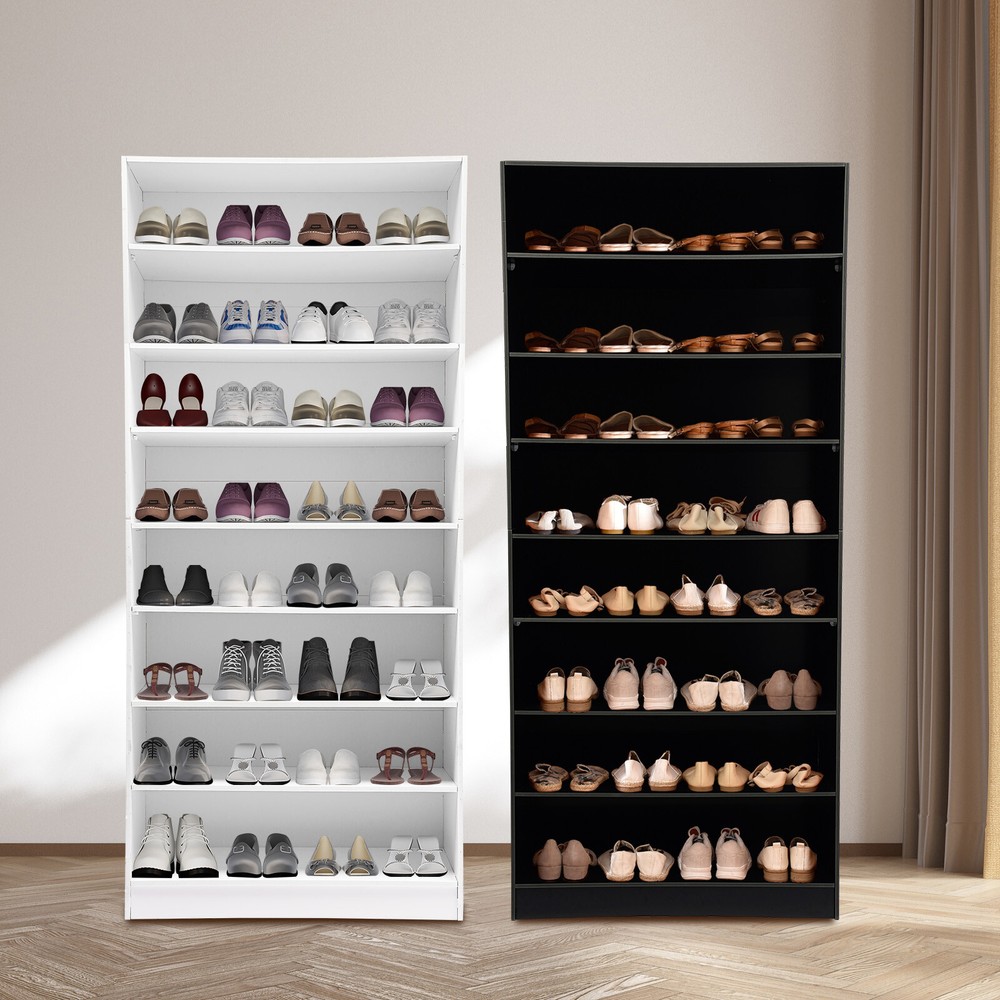 8-Tier White Shoe Rack Organizer for Entryway Closet Storage  