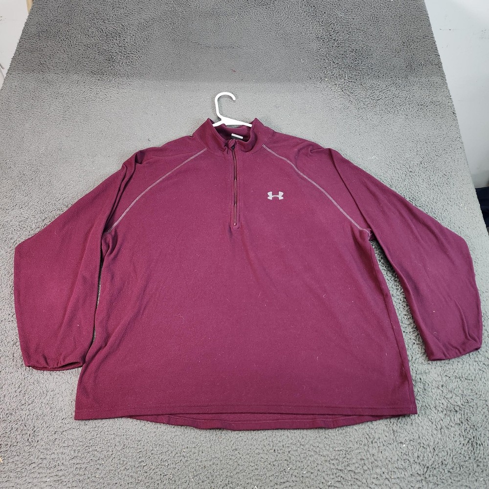 Under Armour Pullover Mens XL Red Fleece Quarter Zip Long Sleeve Athletic