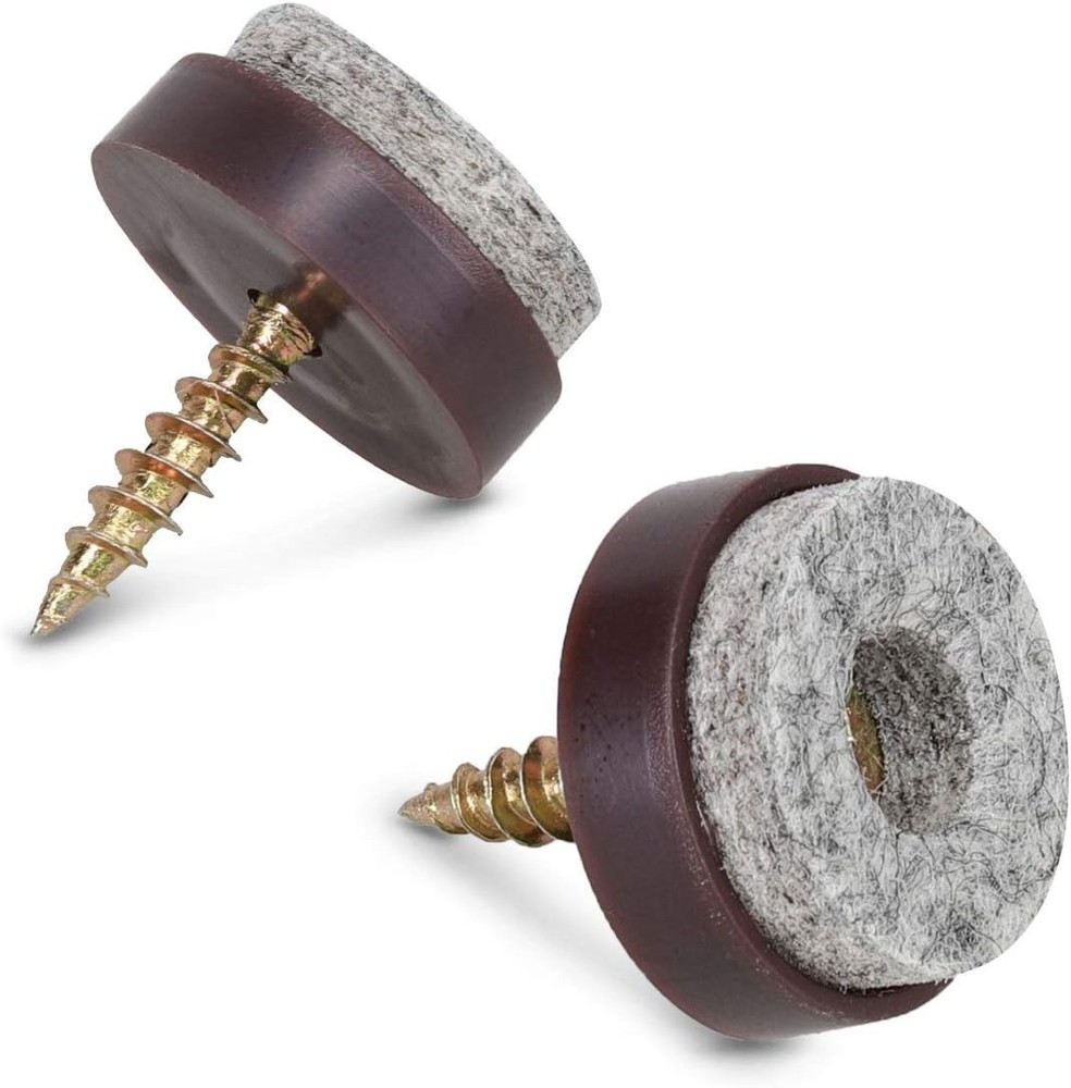 Navaris Felt Pads for Furniture (50 Pieces) - Round Screw-in Sliders Brown