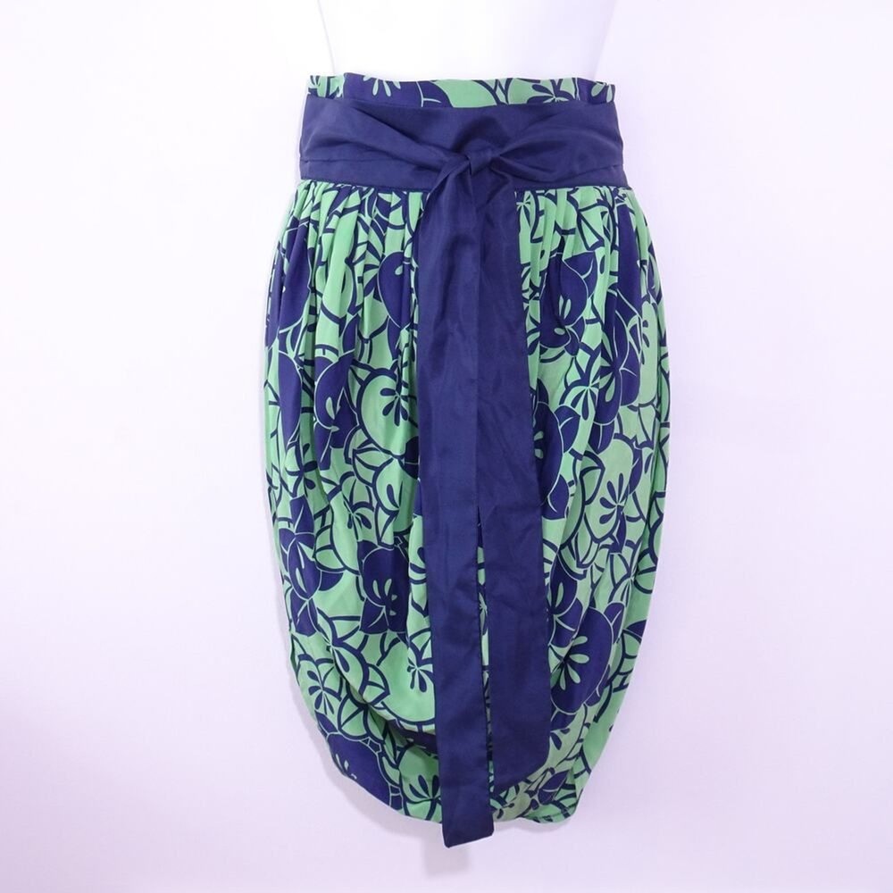 Eva Franco Green Navy Palm Harem Bubble Skirt Size 2 NWT 398