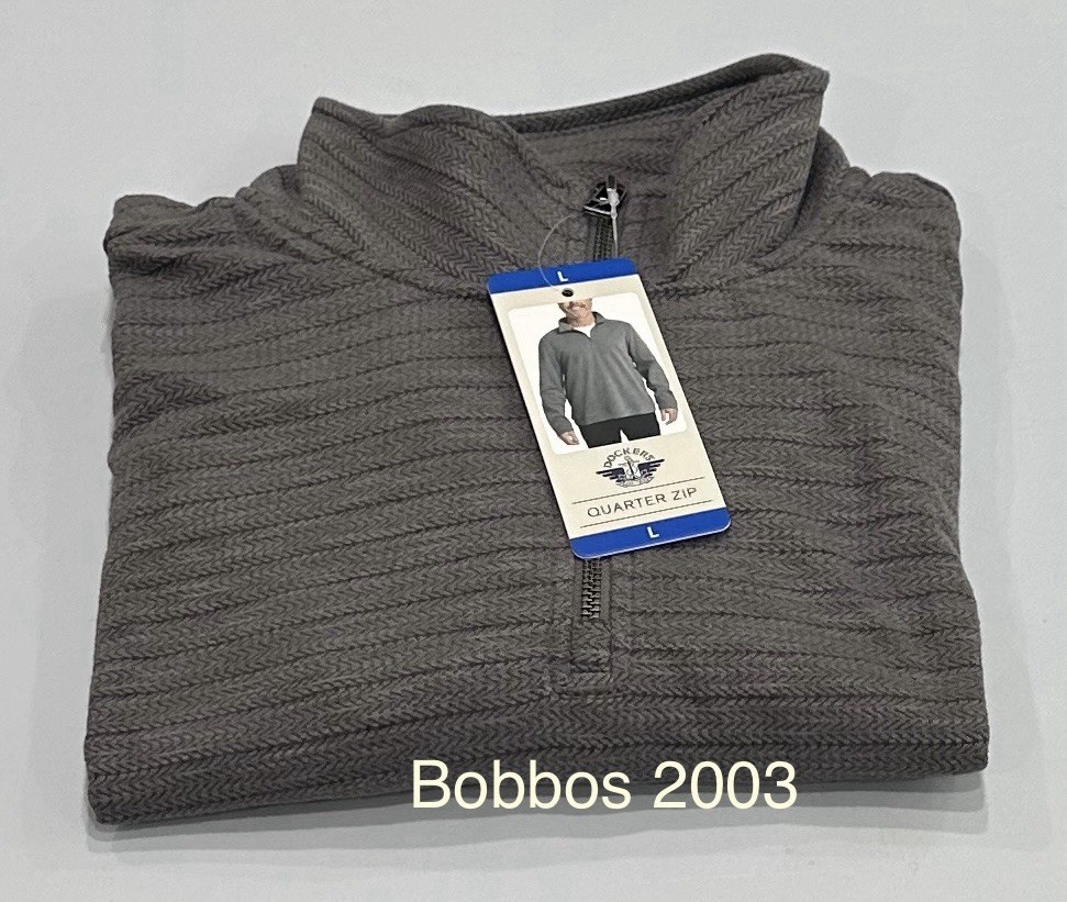 Dockers Men's Quarter Zip Regular Fit Textured Fabric Pullover, Gray, Size L