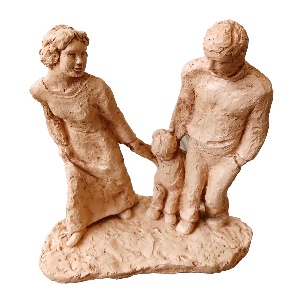 Vintage Signed Terracotta Family Sculpture Rare Collectible Read Description