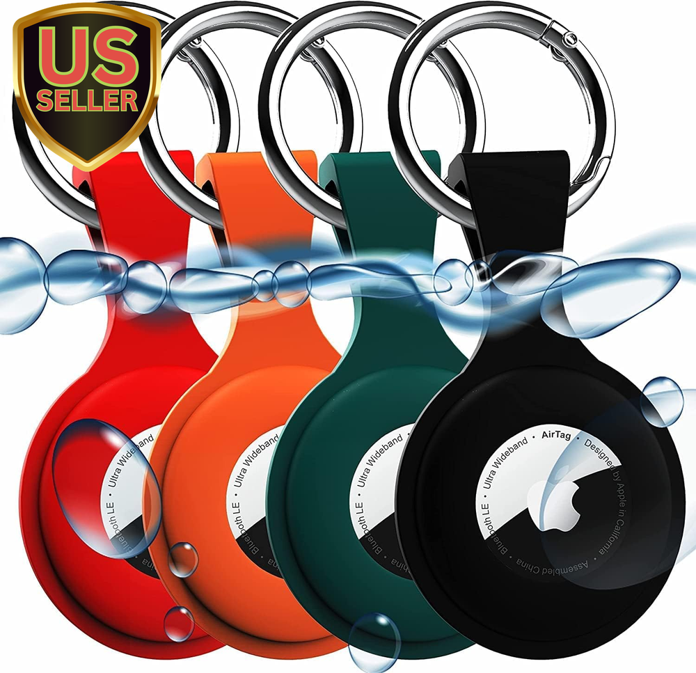 4 Pack Airtag Holder with Anti-Lost Keychain Case for Secure Tracking