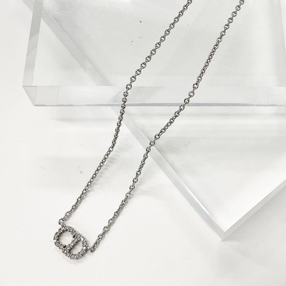 Christian Dior Clair D Lune Logo Pendant Necklace