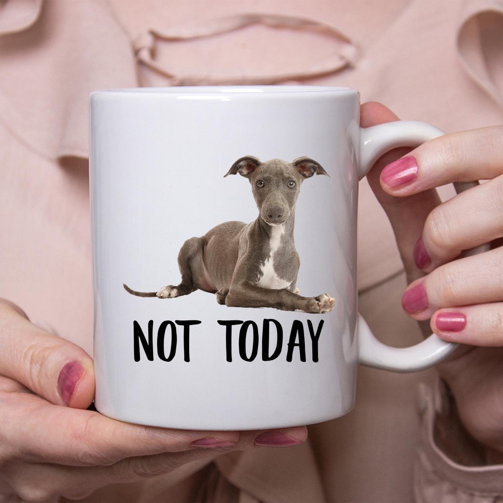 Funny Lazy Dog Mom Coffee Mug - Greyhound Blue Not Today Design Gift For Women  