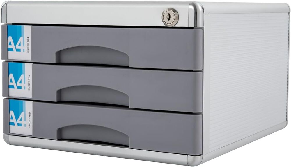 Secure Desktop Drawer Organizer with Key Lock, Removable Labels, and Filing Dividers for Efficient Document Storage and Organization
