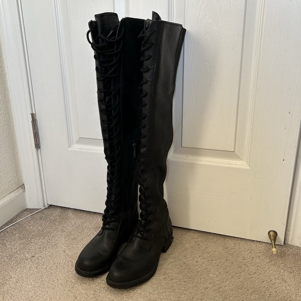 Circus Sam Edelman Leather Gothic Grunge Thigh High Boots Dark Street Style