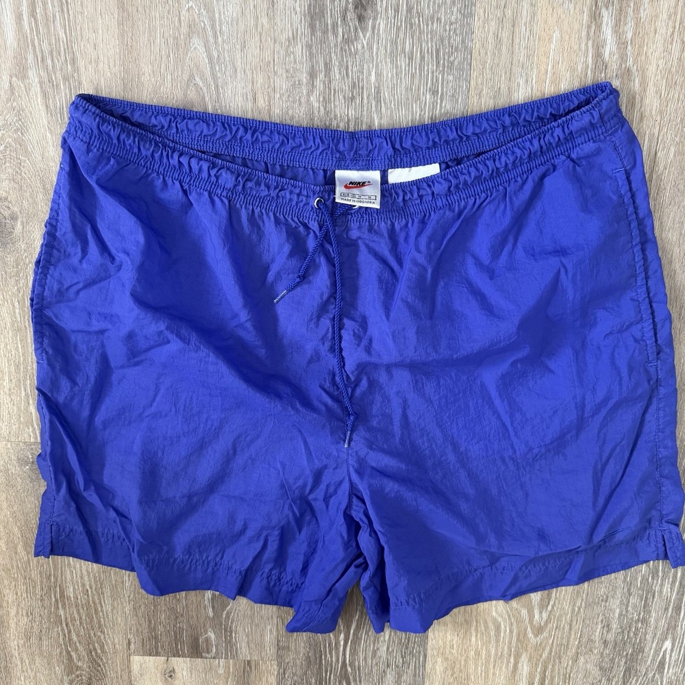 Vintage 90s Nike Lined Nylon Running Shorts Blue Size Medium 4” Inseam Vtg