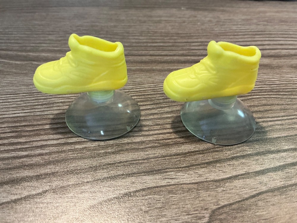 Mattel Barbie Doll Yellow Workin” Out Suction Cup Tennis Shoes  Sneakers Lot # 8