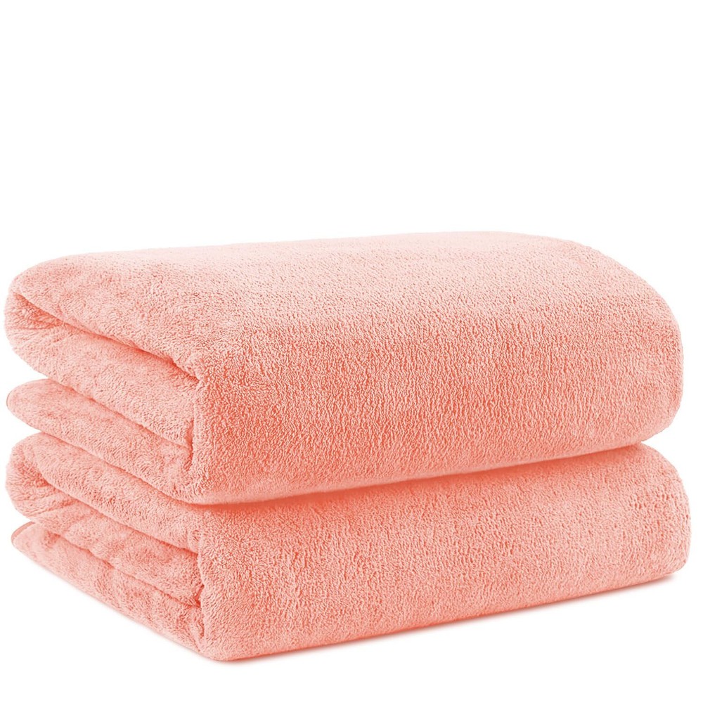 Soft Pink Microfiber Bath Towels 27x54 - 2 Pack Quick Dry Absorbent