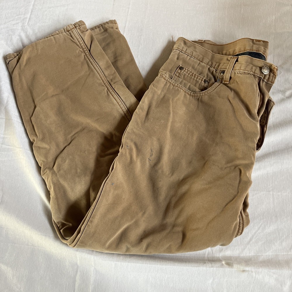 Members Mark Carhartt Style Fleece Double Lined Canvas Work Pants Men's 34x30-image