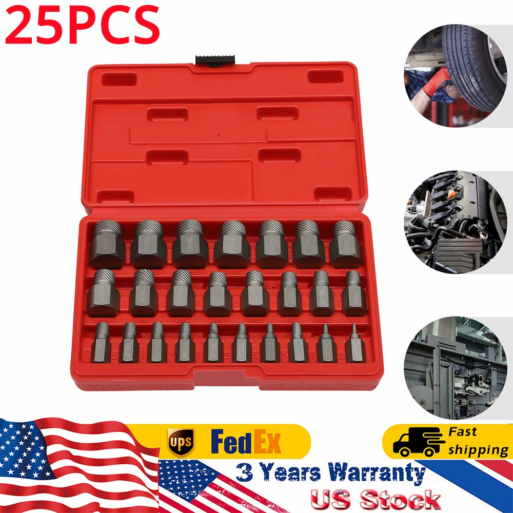 25-PC Stripped Bolt Extractor Impact Socket Set for Easy Damaged Bolt Removal