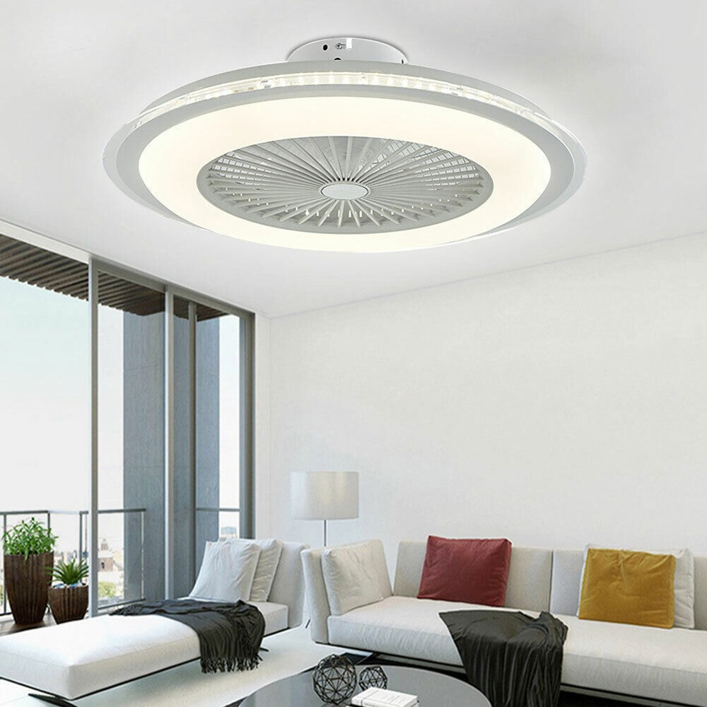 23'' Inch Ceiling Fan Light Dimmable LED Chandelier Flush Mount Lamp With Remote