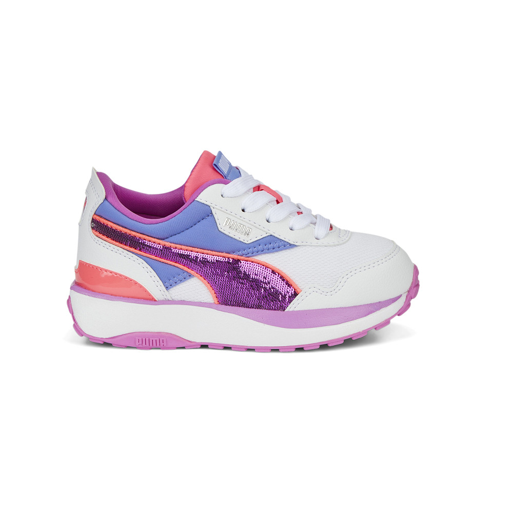 Puma Cruise Rider Glitzy Glitter Lace Up Sneakers for Girls in Pink & White