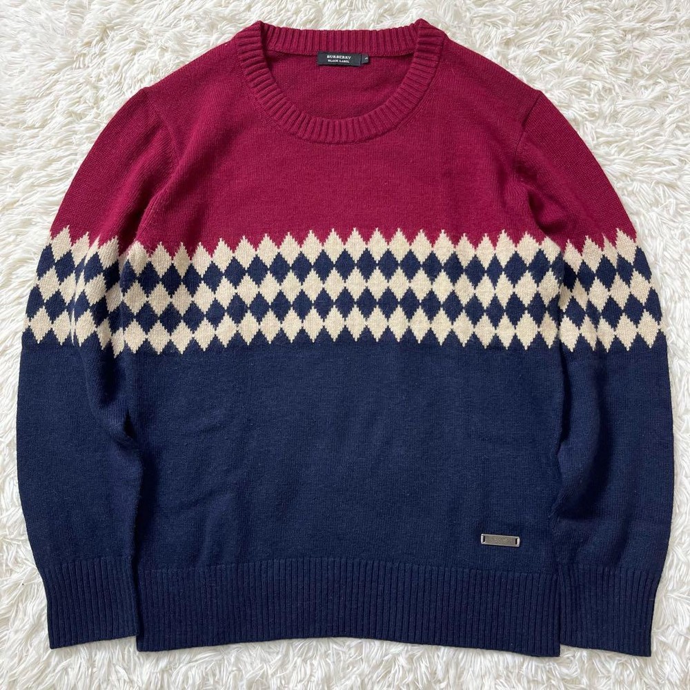 Burberry Black Label knit sweater in with diamond pattern logo plate 3 F/S from
