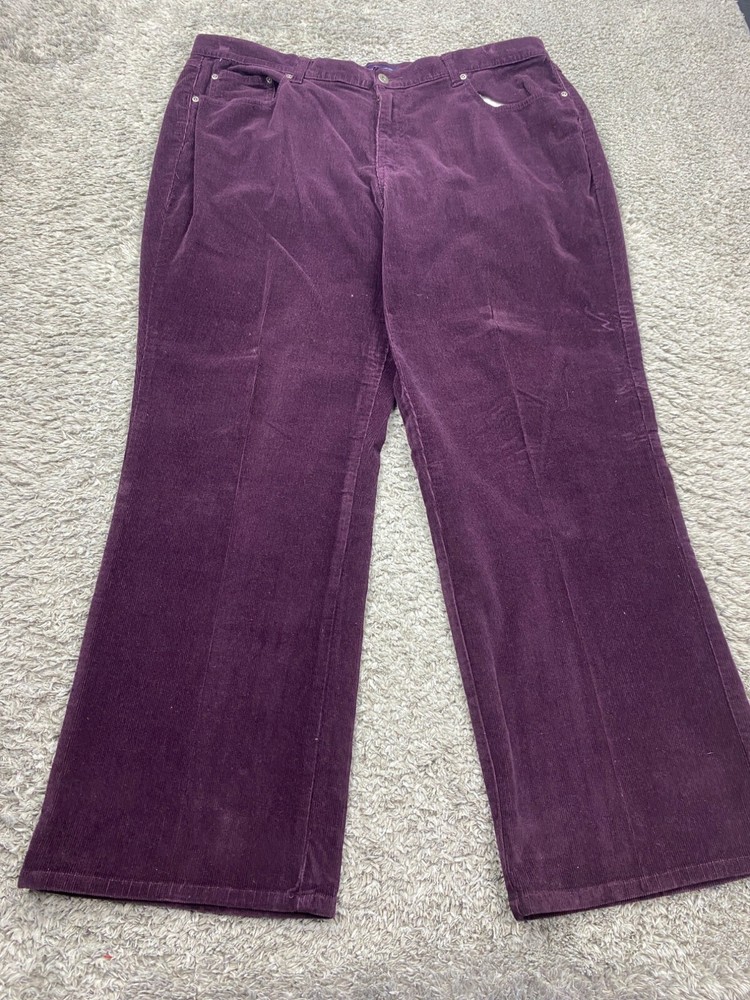 Venezia Women 24 Purple Corduroy Baggy High Rise Chino Jeans Y2K 90s Vintage