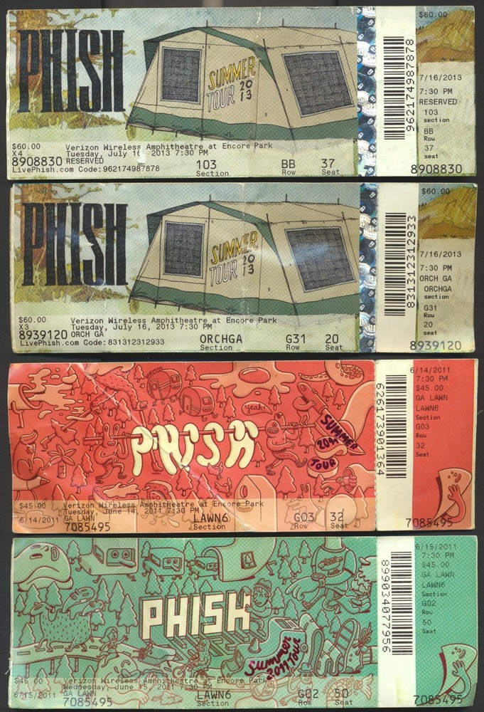 4 Phish Ticket Concert Stubs Encore Park