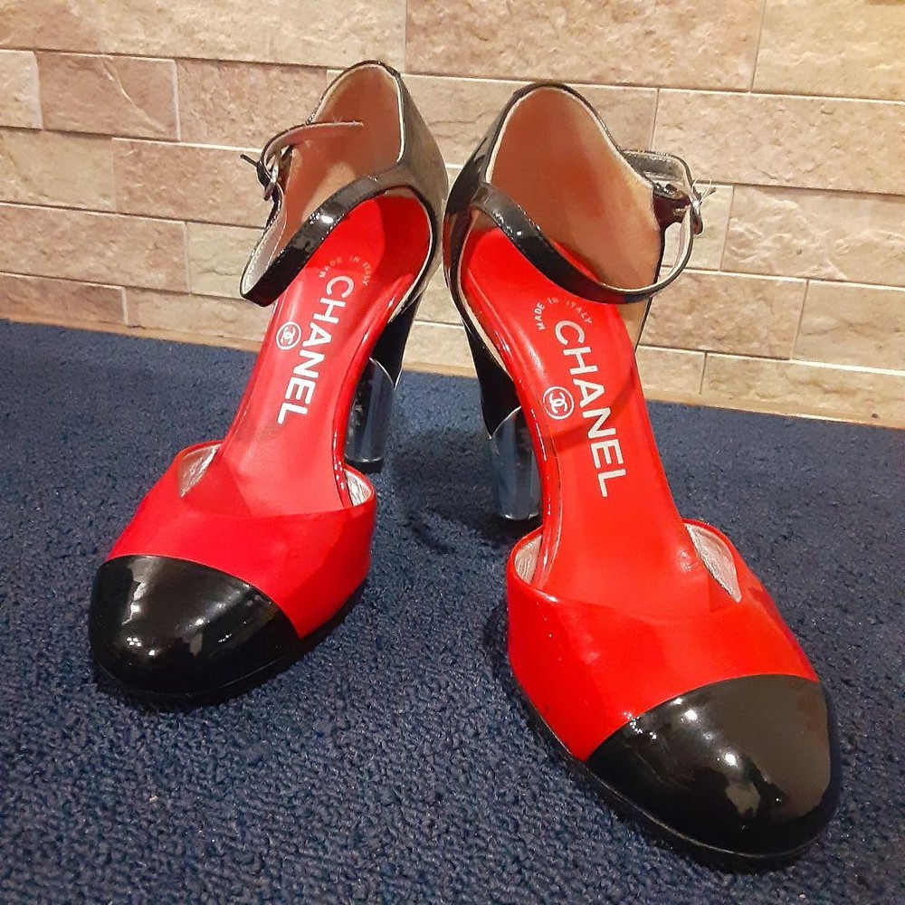 CHANEL EU Size 34 Red Women Pumps heel Used Shoes Af1318