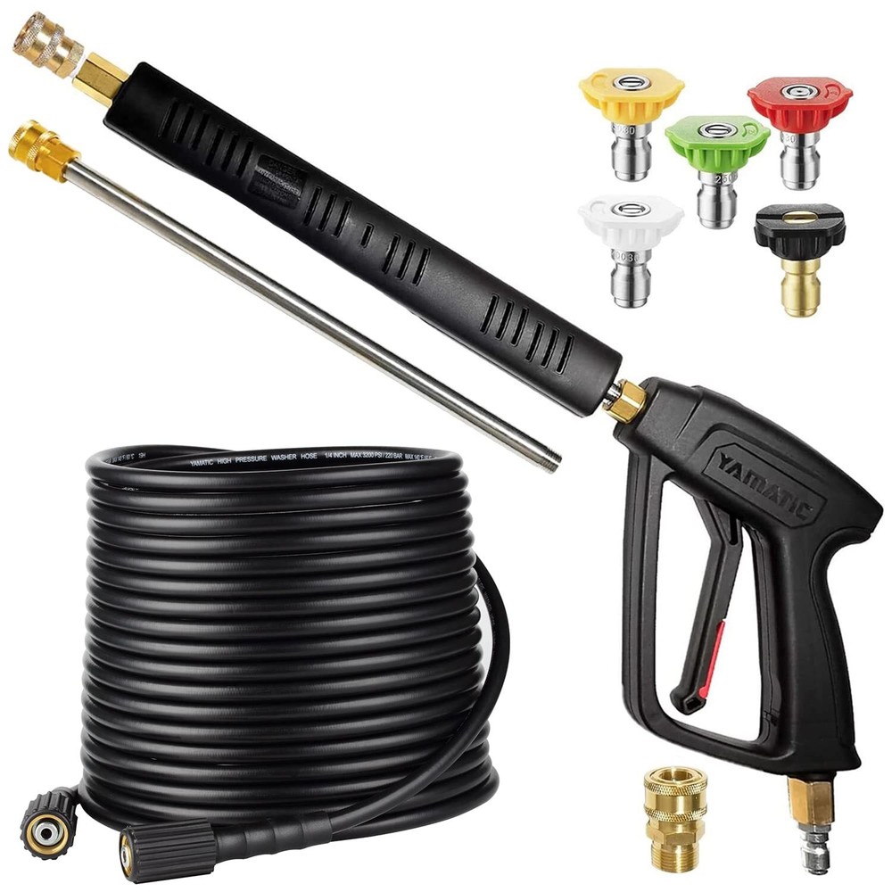Pressure Washer Gun and Hose Kit, 50 FT Kink Resistant Power Washer Hose and ...