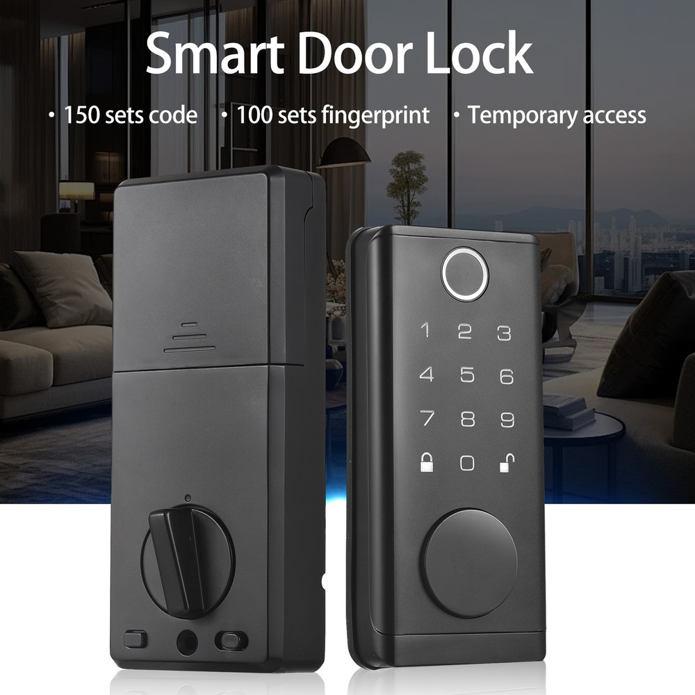 Smart Keyless Entry Fingerprint Deadbolt with Auto Lock Handle and Mobile App Y4W4  